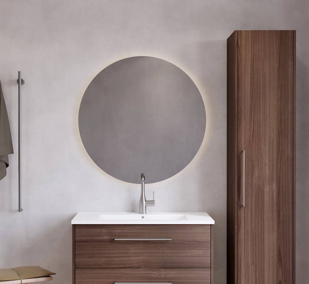 Moon 80 rundt speil med lys/antidugg Moon 80 rundt speil med lys/antidugg